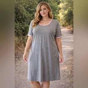 LuLaRoe Julia Dress Gray with Pink Accents - New with Tags